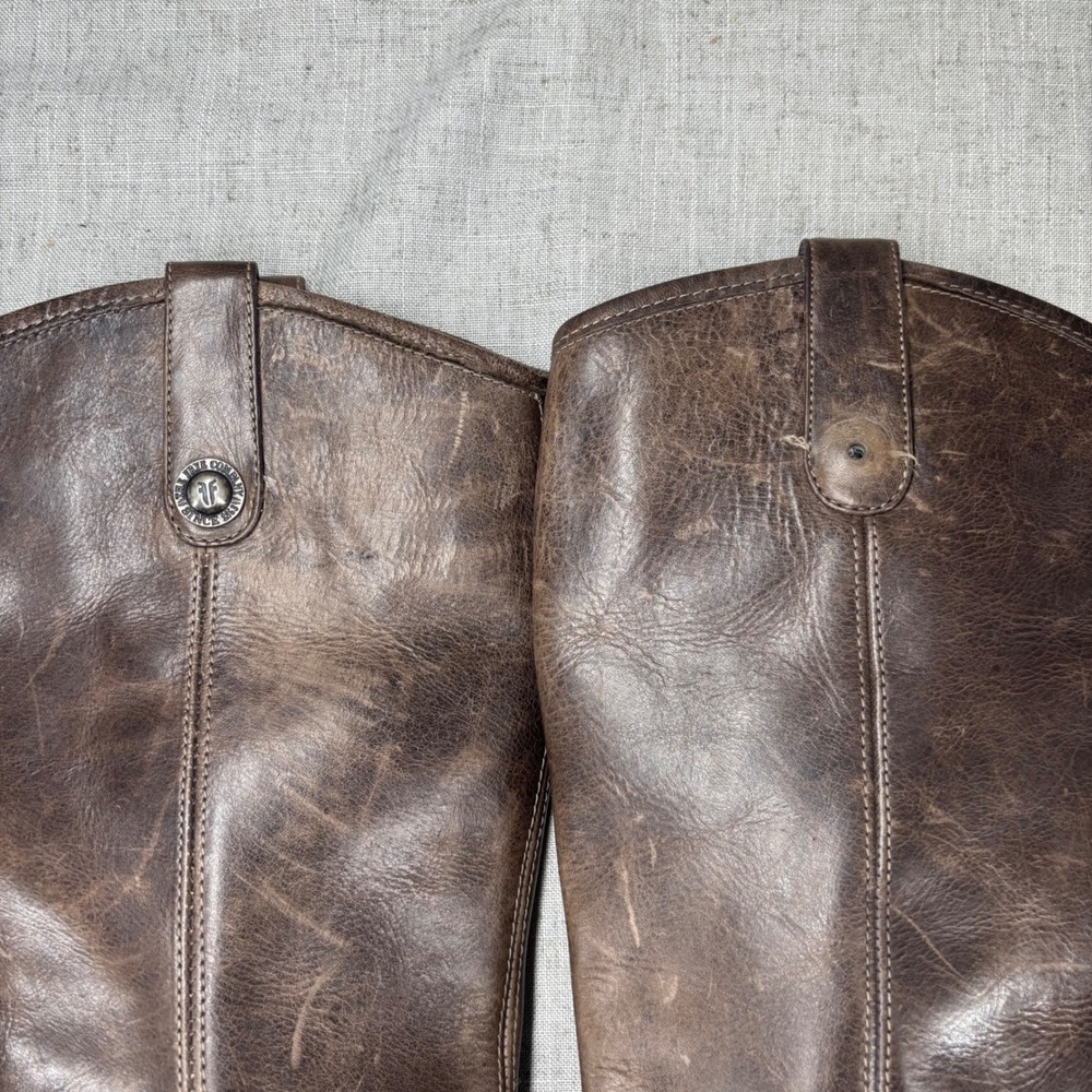 Frye Melissa Button Riding Boots Grey Taupe Leather Tall Pull On Women's 7.5 - Picture 8 of 10